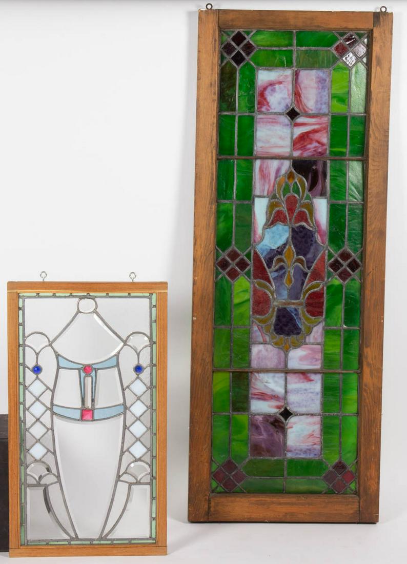 LEADED- AND STAINED-GLASS WINDOWS, LOT OF TWO (1 of 1)