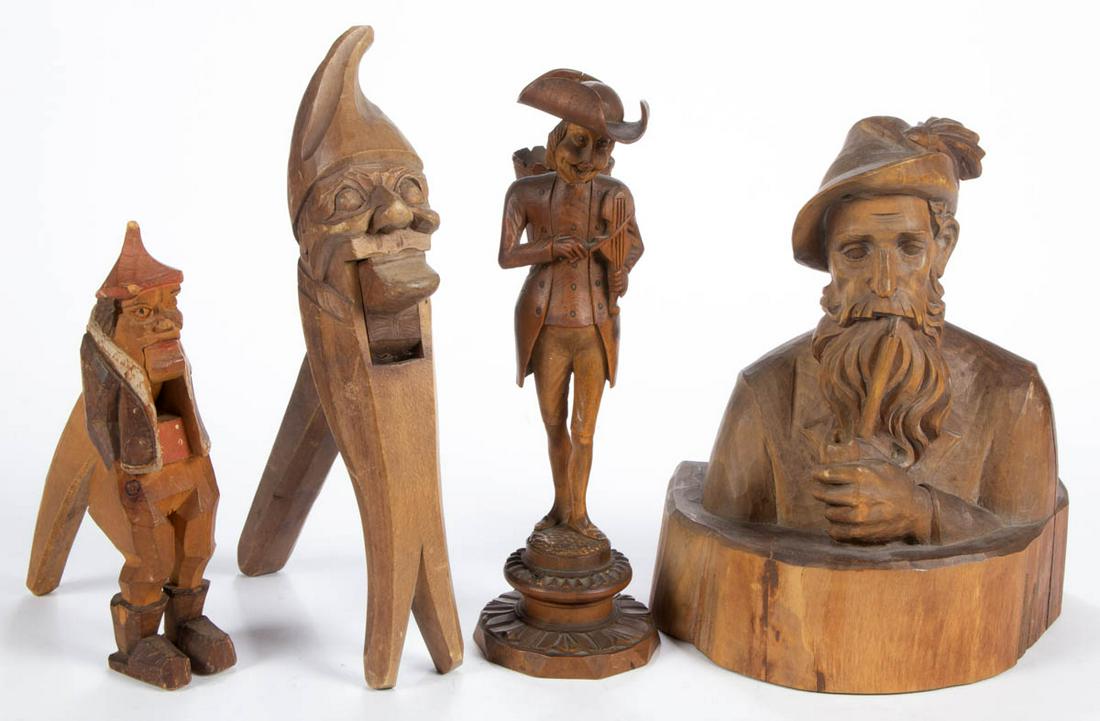BLACK FOREST CARVED FIGURAL ARTICLES, LOT OF FOUR (1 of 3)
