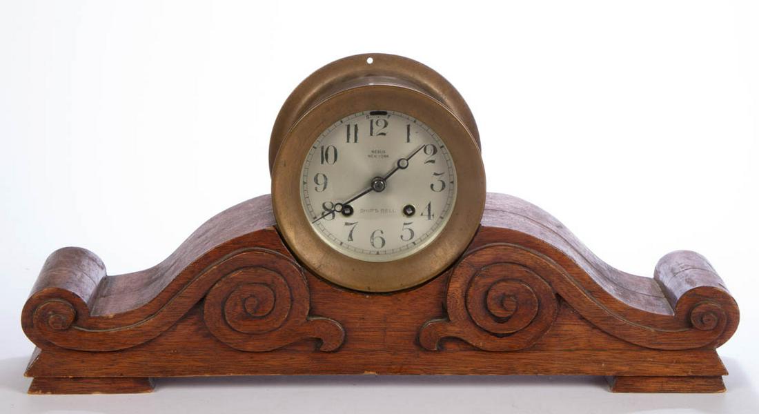 NEGUS, NEW YORK BRASS SHIP'S BELL CLOCK (1 of 5)