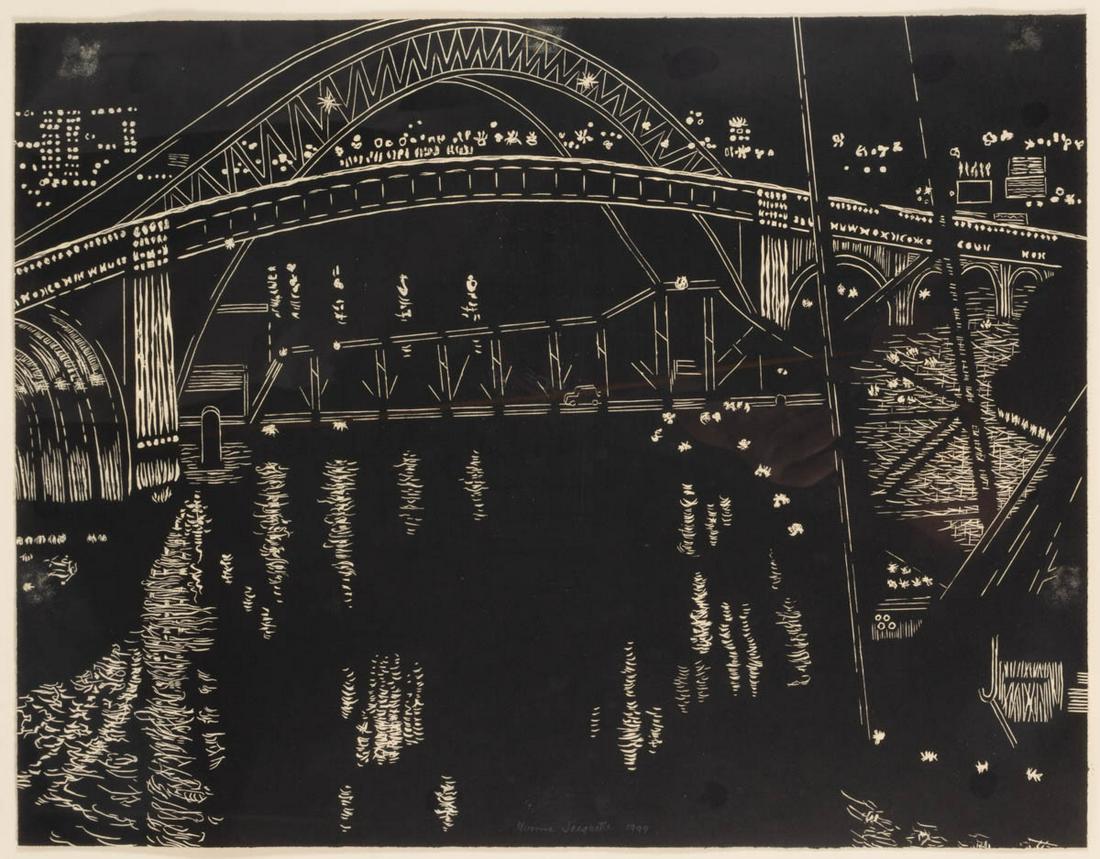 YVONNE JACQUETTE (AMERICAN, B. 1934) ABSTRACT WOODBLOCK (1 of 4)