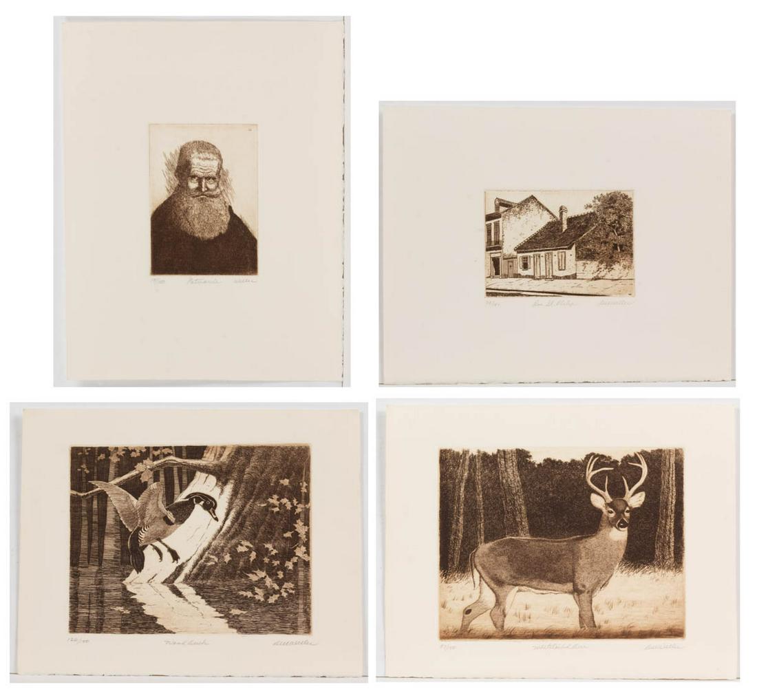 DELL WELLER (LOUISIANA, 1927-2017) ETCHINGS, LOT OF (1 of 5)