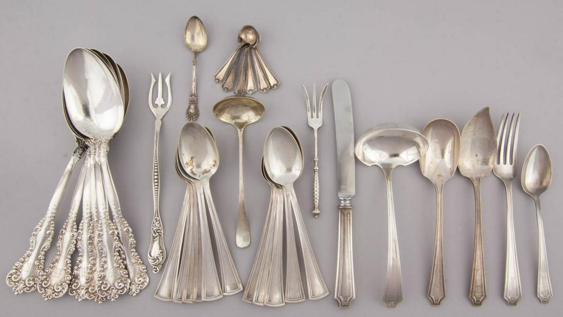 GORHAM AND OTHER STERLING SILVER FLATWARE, LOT OF 33 (1 of 1)