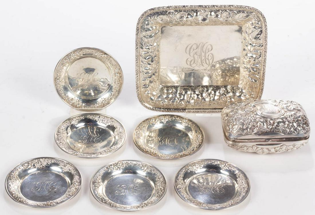 GORHAM AND GEORGE SHIEBLER REPOUSSE STERLING ARTICLES, (1 of 1)