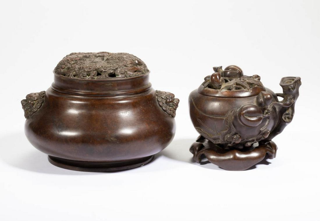CHINESE BRONZE CENSERS, LOT OF TWO (1 of 7)