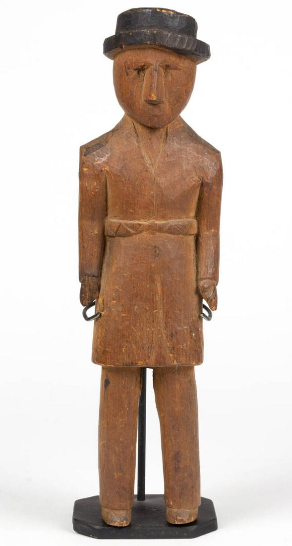 AMERICAN FOLK ART CARVED AND PAINTED FIGURE OF A MAN IN (1 of 5)