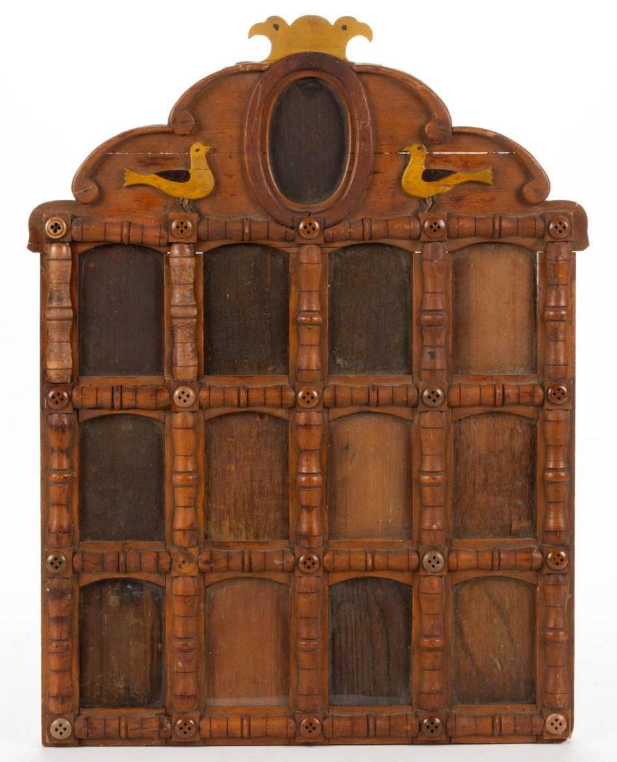 PENNSYLVANIA FOLK ART CARVED AND TURNED MAPLE FRAME (1 of 3)