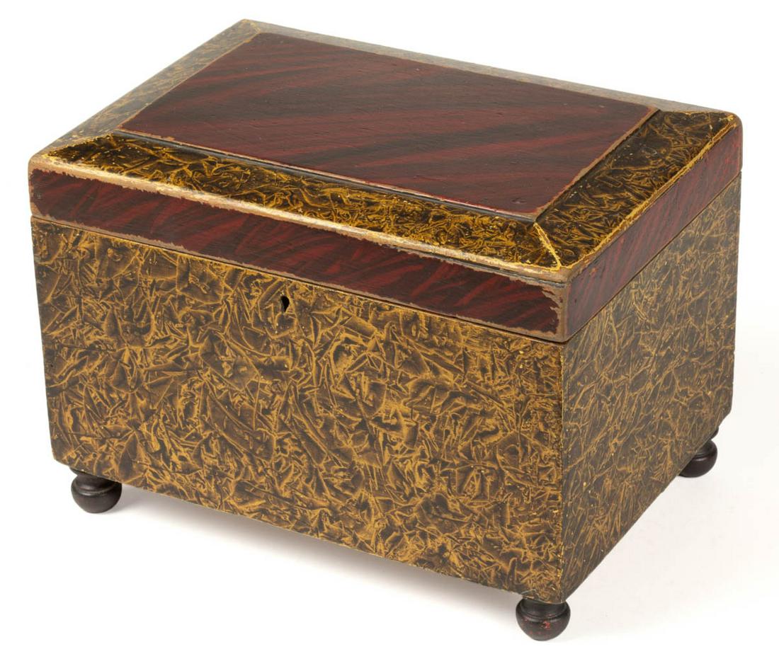 AMERICAN FOLK ART PAINT-DECORATED CHERRY AND WALNUT BOX (1 of 7)