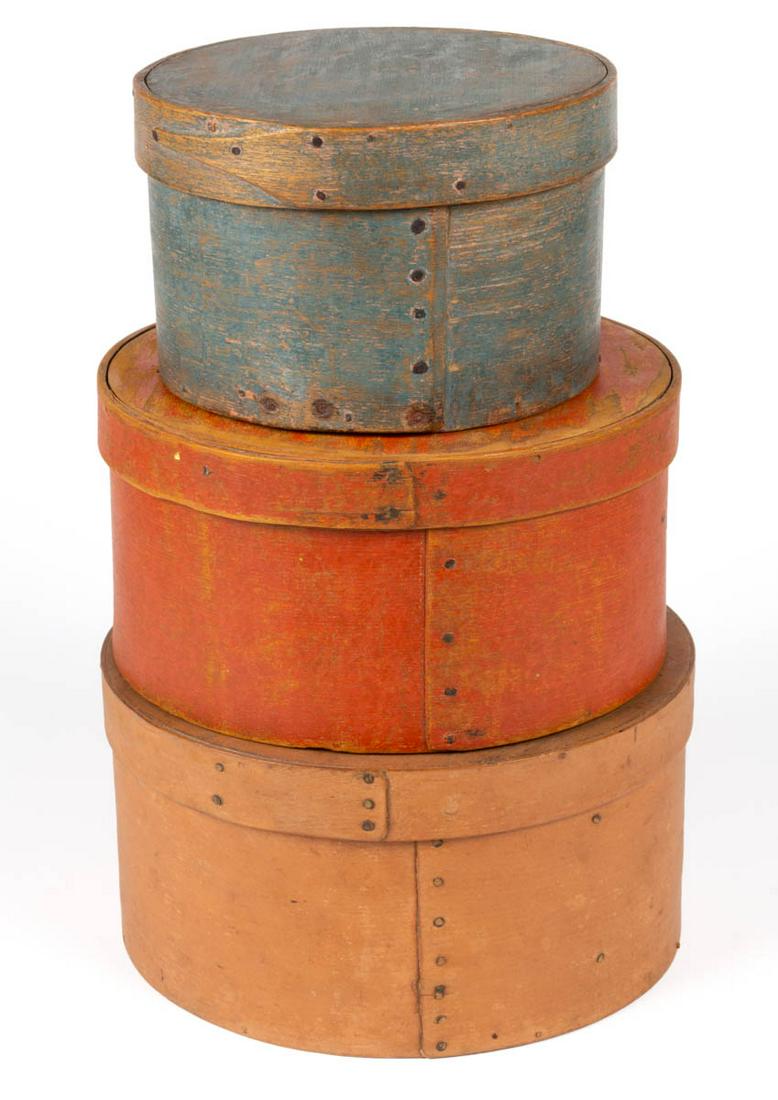 AMERICAN PAINTED BENTWOOD PANTRY BOXES, LOT OF THREE (1 of 6)