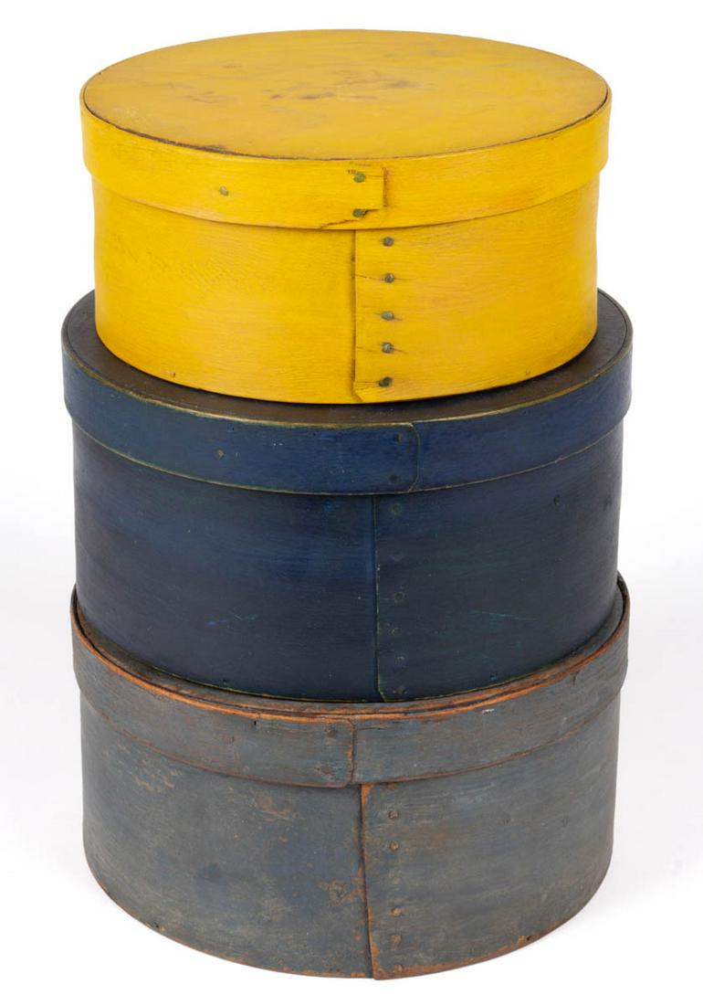 AMERICAN PAINTED BENTWOOD PANTRY BOXES, LOT OF THREE (1 of 5)