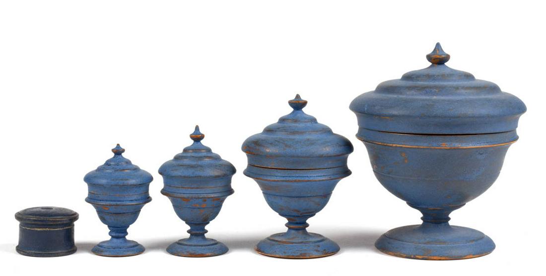 COUNTRY PAINTED TREEN ARTICLES, LOT OF FOUR (1 of 2)