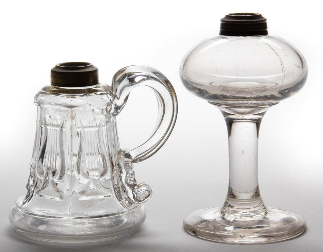 ASSORTED PRESSED GLASS KEROSENE / FLUID LAMPS, LOT OF (1 of 1)