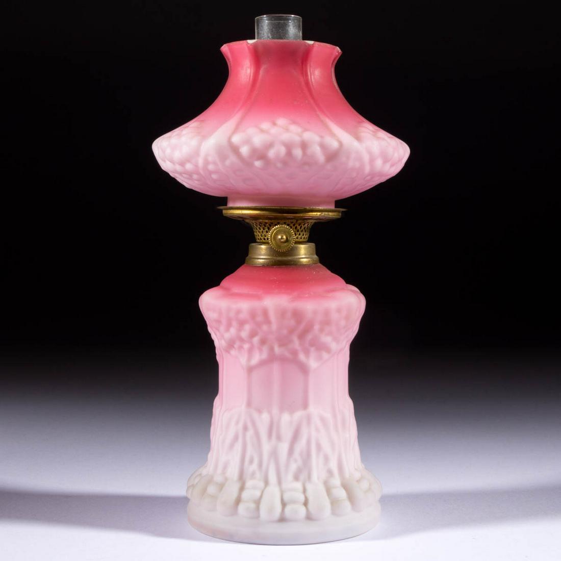 CASED SATIN GLASS EMBOSSED MINIATURE LAMP (1 of 1)