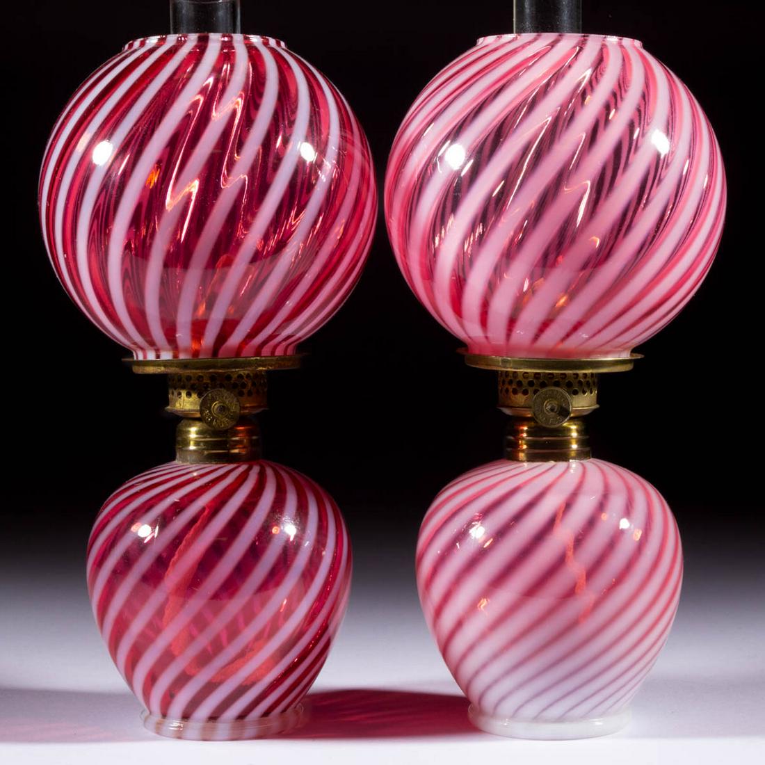 L. G. WRIGHT SWIRL OPALESCENT GLASS MINIATURE LAMPS, (1 of 1)