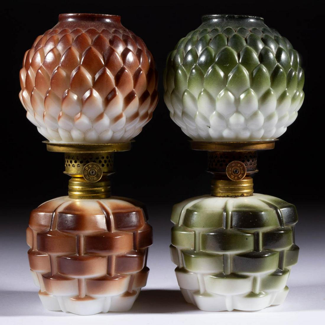 PINEAPPLE IN BASKET MINIATURE LAMPS, LOT OF TWO (1 of 1)