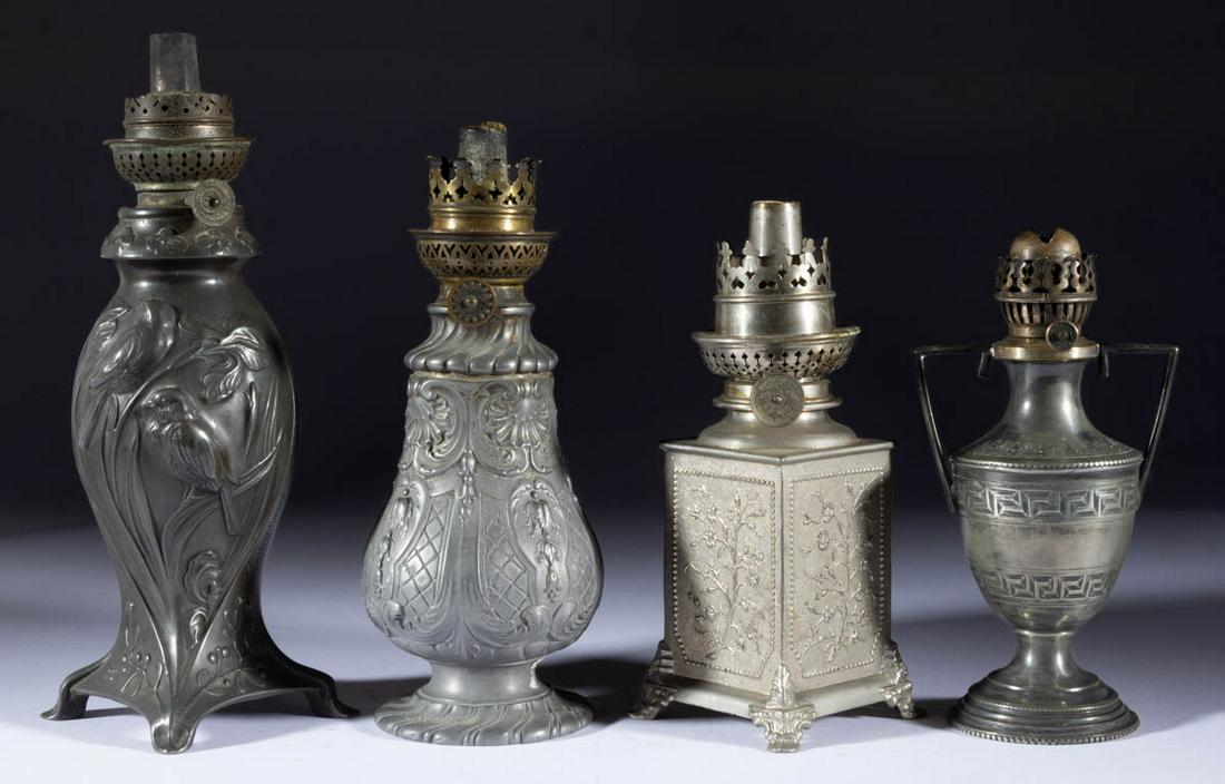 ASSORTED MIXED METALS MINIATURE LAMPS, LOT OF FOUR (1 of 1)