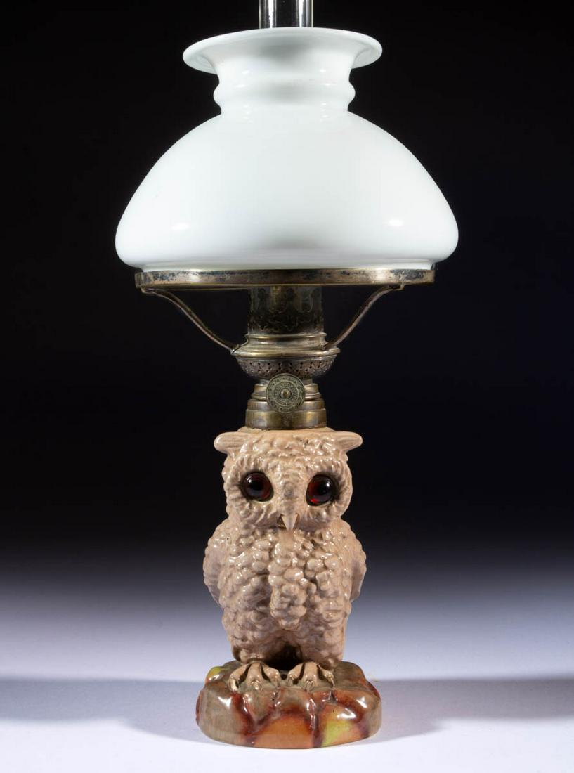 PORCELAIN OWL FIGURAL MINIATURE LAMP (1 of 1)