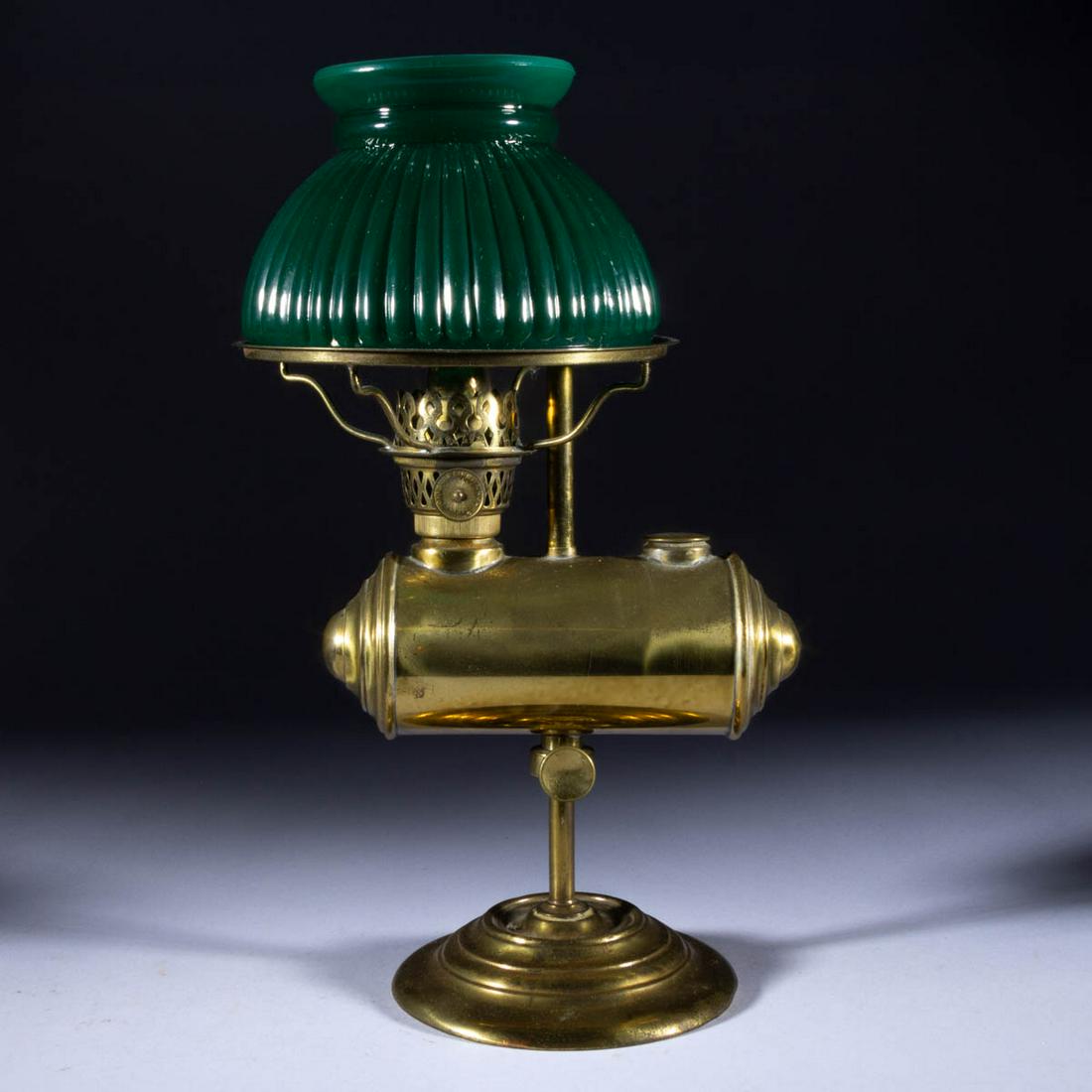 BRASS LINCOLN LOG ADJUSTABLE KEROSENE STUDENT LAMP (1 of 1)