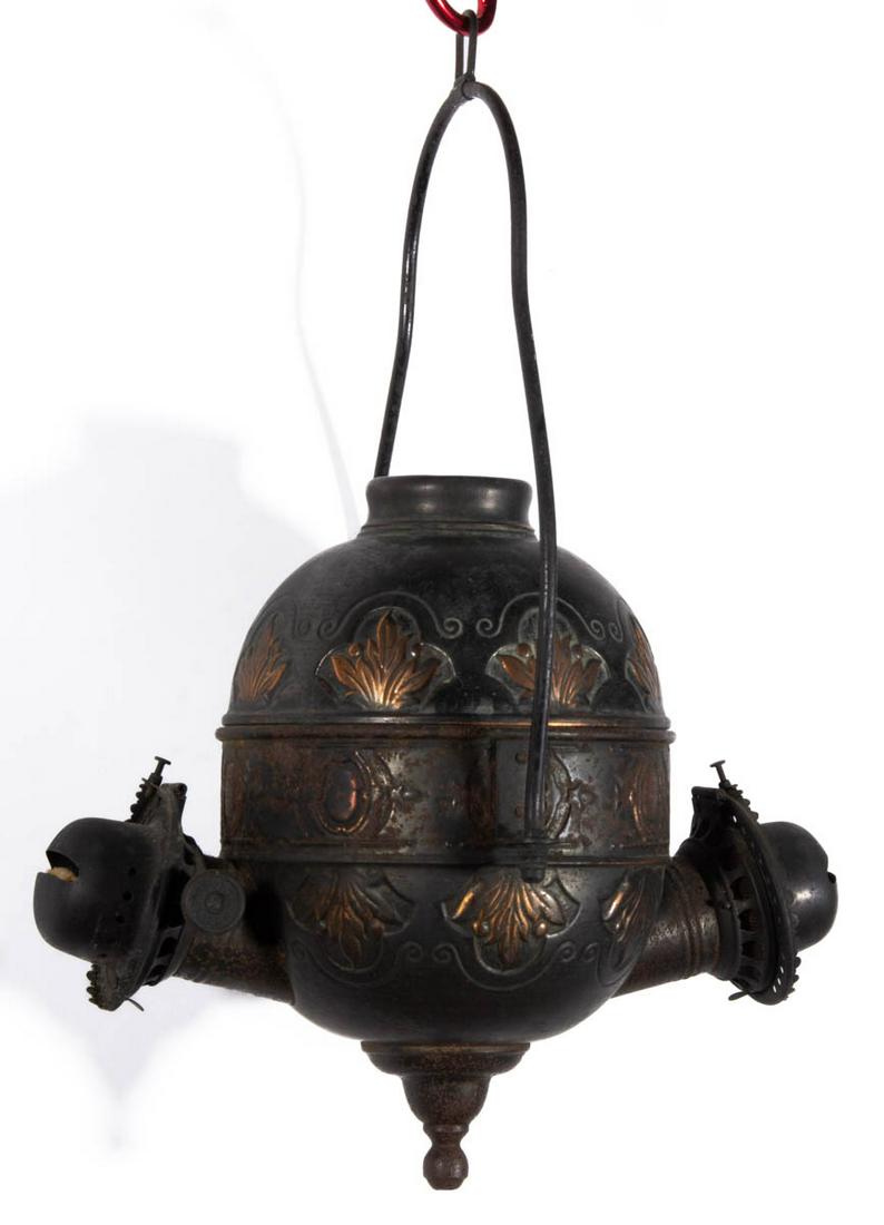 ANGLE LAMP CO. FLEUR-DE-LIS KEROSENE HANGING LAMP (1 of 1)
