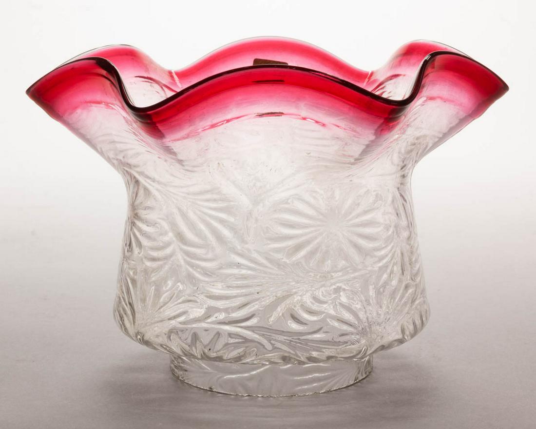VICTORIAN FLORAL-OPTIC GLASS GAS LAMP SHADE (1 of 1)