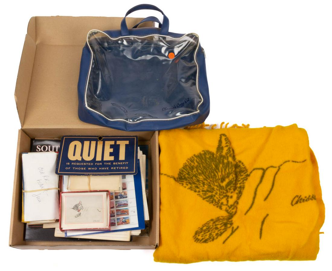 ASSORTED RAILROAD EPHEMERA: ASSORTED RAILROAD EPHEMERA, including a Chessie Cozy Kit wool blanket made by Faribault Woolen Mill Co., Faribault, MN including plastic carry bag, notepads including Baltimore & Ohio, Chesapeake & Oh