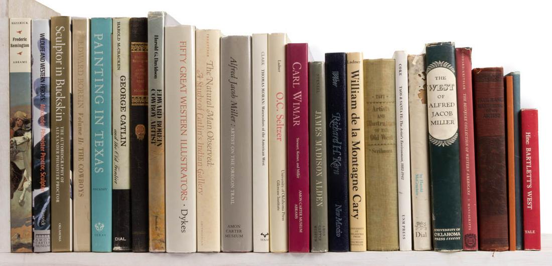 WESTERN ART REFERENCE VOLUMES, LOT OF 26: WESTERN ART REFERENCE VOLUMES, LOT OF 26, including Hodges, "Carl Wimar: A Biography", #546 of 1100 copies, 1908; Woloshuk, Jr., "Edward Borein: Drawings & Paintings of the Old West, Volume II: The Co