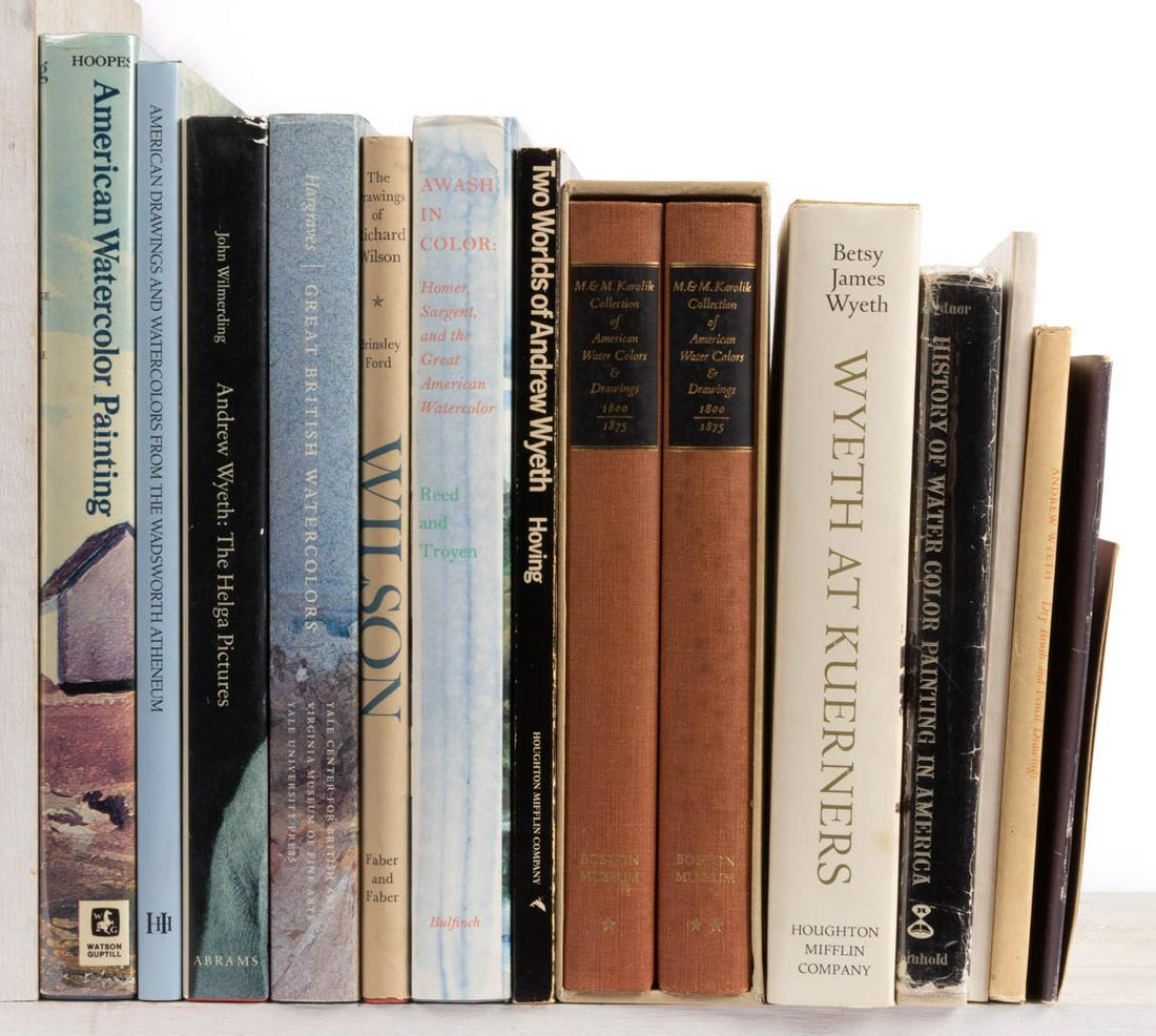 FINE ART WATERCOLORS AND DRAWINGS REFERENCE VOLUMES,: FINE ART WATERCOLORS AND DRAWINGS REFERENCE VOLUMES, LOT OF 15, including Hargraves, "Great British Watercolors: From the Paul Mellon Collection at the Yale Center for British Art"; Museum of Fine Art