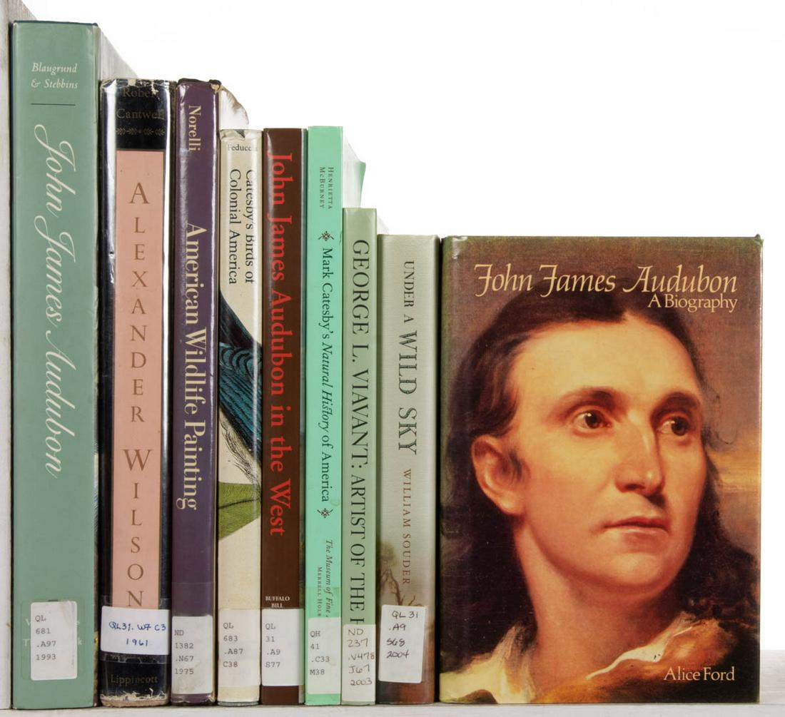NATURAL HISTORY / ART REFERENCE VOLUMES, LOT OF NINE: NATURAL HISTORY / ART REFERENCE VOLUMES, LOT OF NINE, comprising examples featuring John James Audubon, George L. Viavant, Mark Catesby, and Alexander Wilson. Hard and soft covers. CONDITION NOTE: All