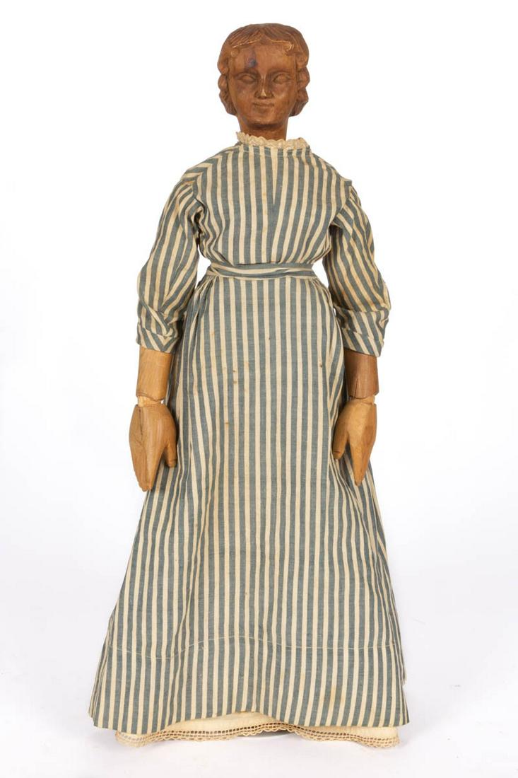 FOLK ART CARVED WOODEN JOINTED DOLL (1 of 6)