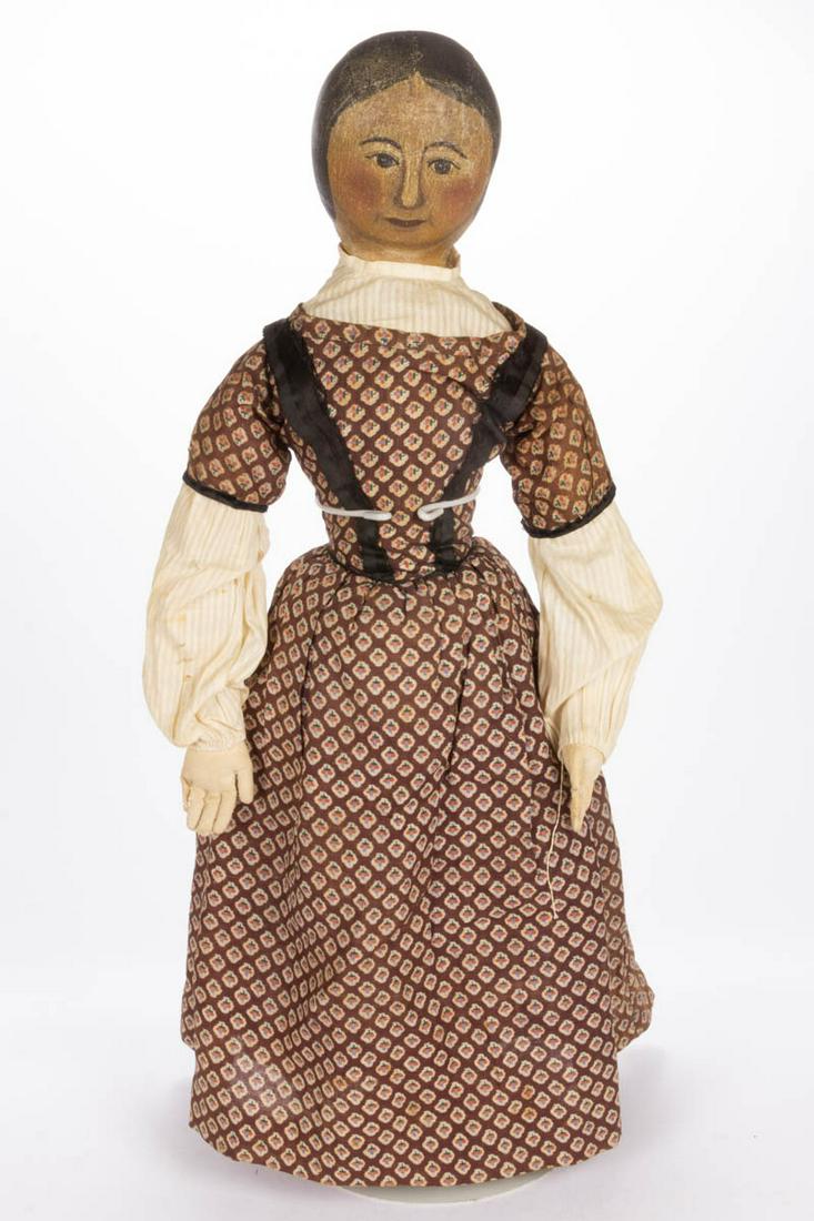 NEW ENGLAND PAINT-DECORATED CLOTH LADY DOLL (1 of 4)