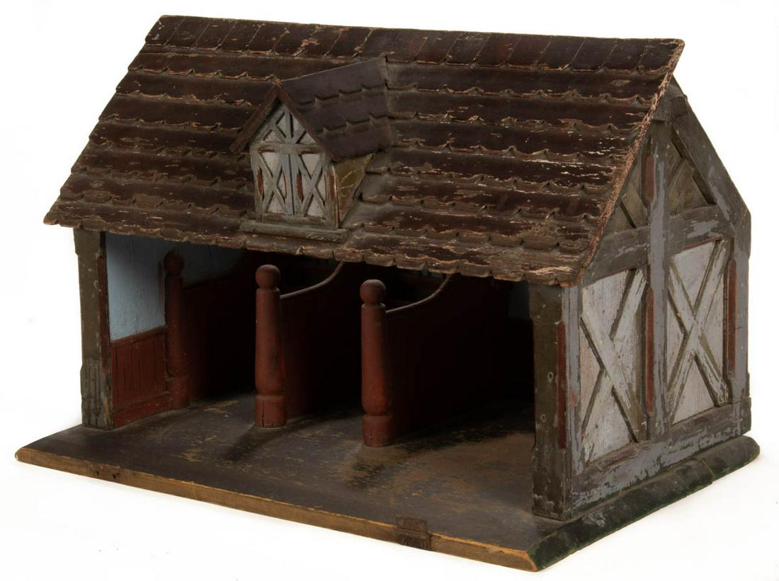 NEW YORK FOLK ART PAINTED WOODEN TOY CARRIAGE HOUSE / (1 of 5)