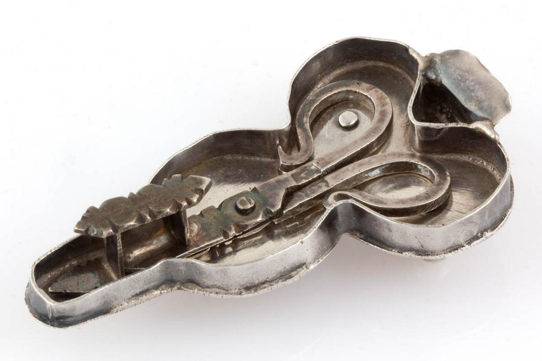 CONTINENTAL SILVER MINIATURE CANDLE SNUFFER WITH STAND (1 of 4)