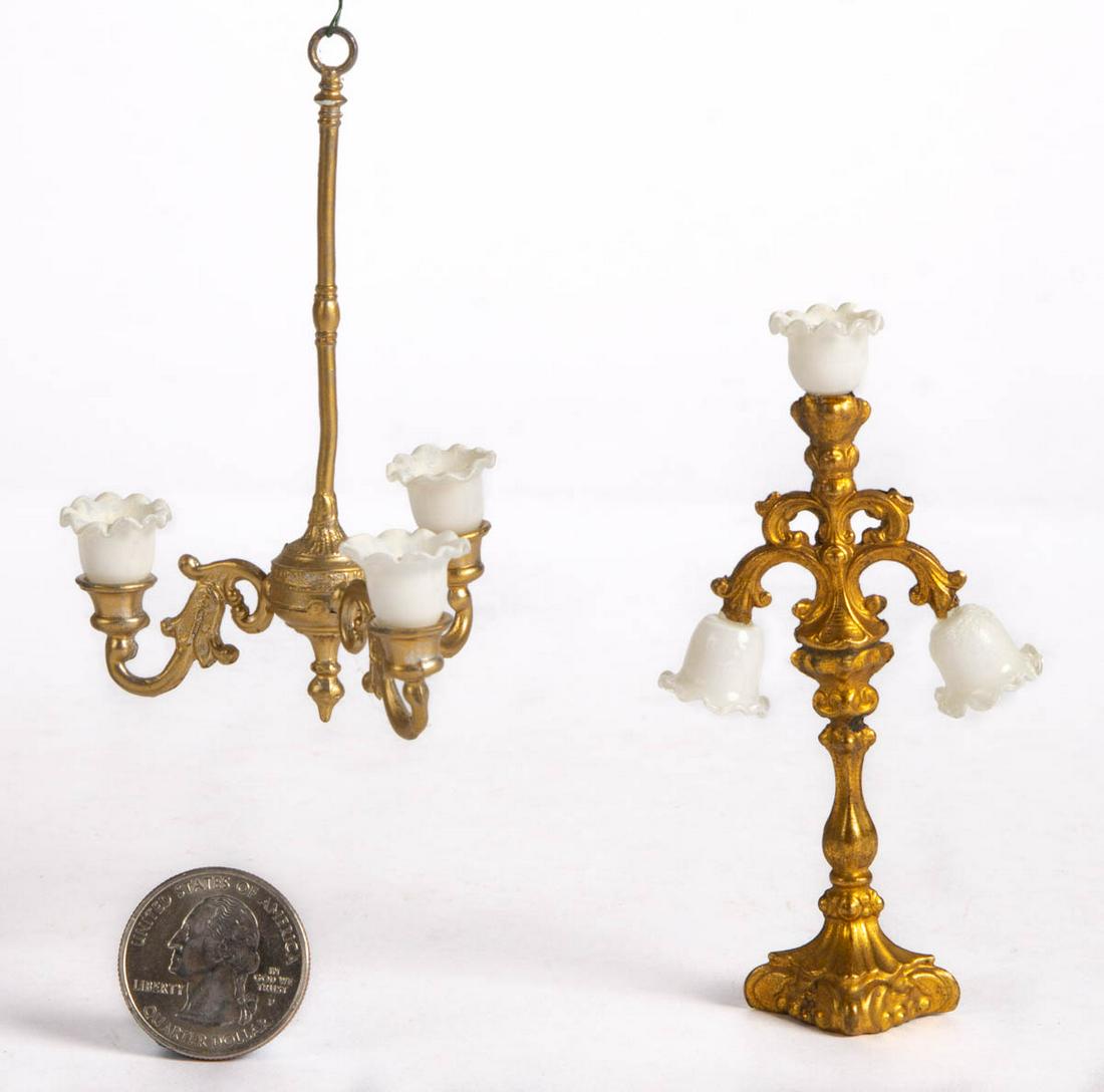 DOLLHOUSE / MINIATURE METAL CHANDELIERS, LOT OF TWO (1 of 1)