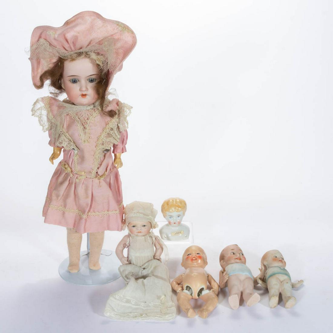 ASSORTED GERMAN AND OTHER CERAMIC / BISQUE DOLLS, LOT (1 of 3)