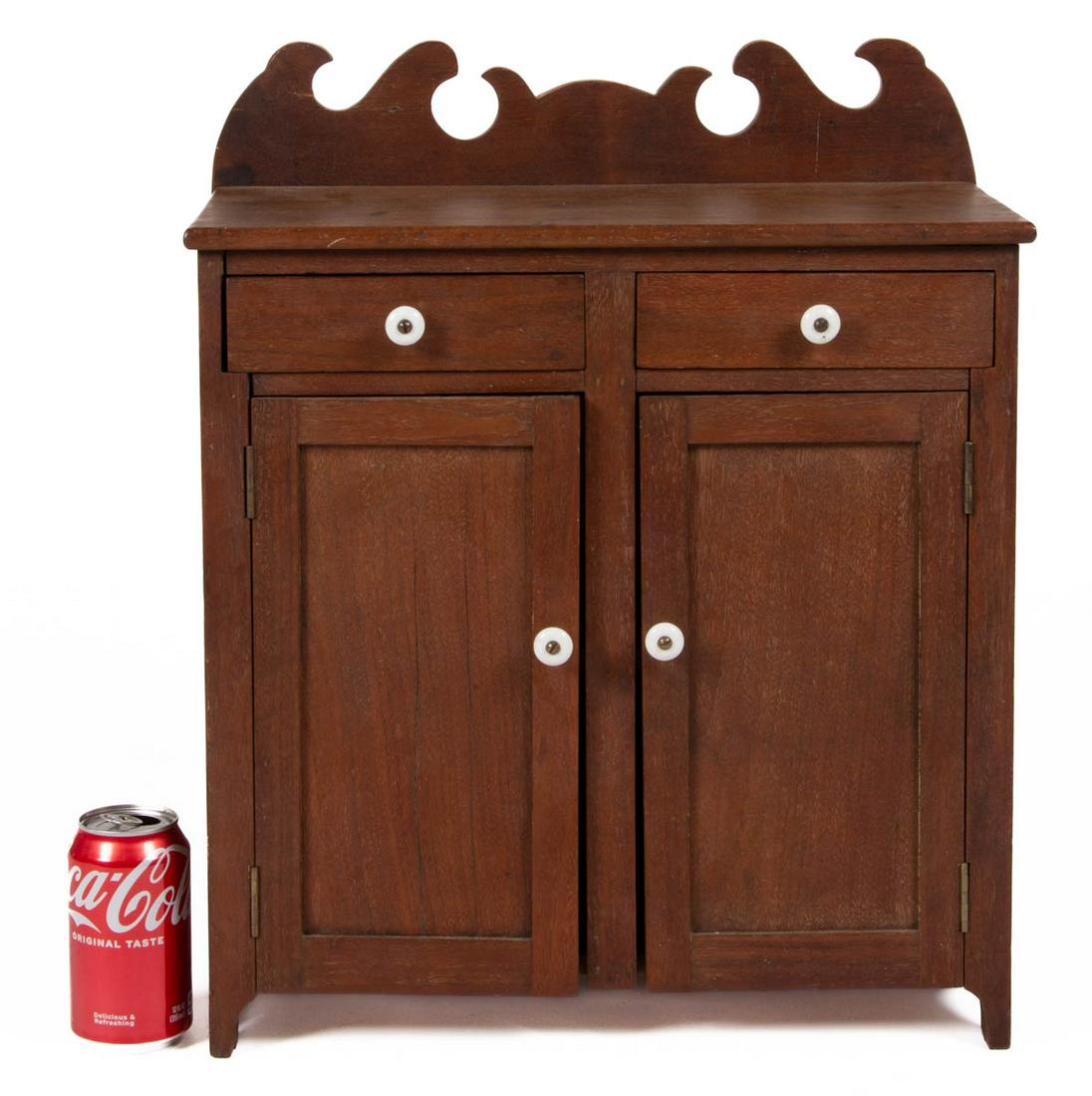 MID-ATLANTIC WALNUT MINIATURE JELLY CUPBOARD (1 of 4)