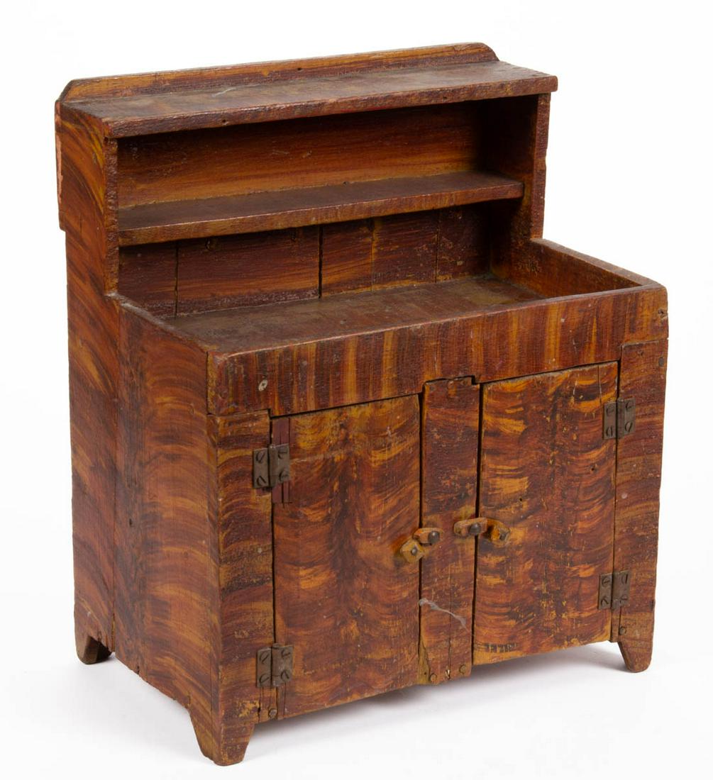 AMERICAN PAINT-DECORATED PINE CHILD'S / DOLL DRY SINK (1 of 6)