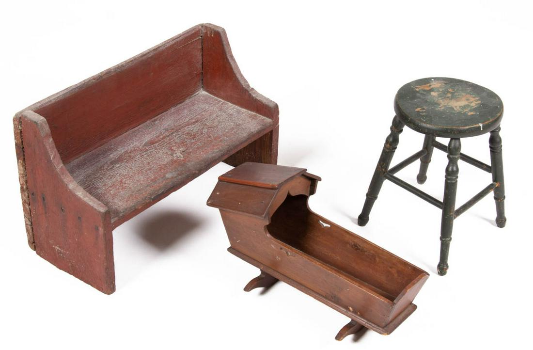 AMERICAN CHILD'S / DOLL FURNITURE, LOT OF THREE (1 of 2)