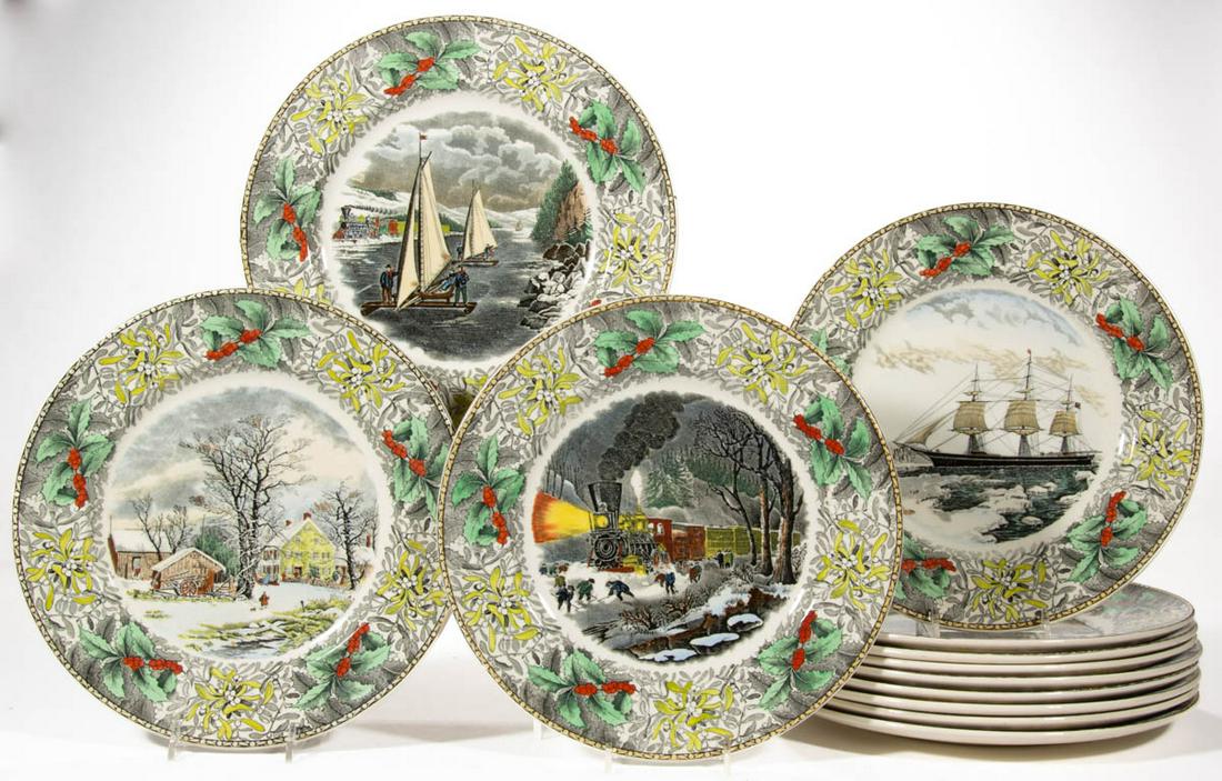 ENGLISH N. CURRIER "WINTER SCENES" CERAMIC PLATES, LOT (1 of 1)