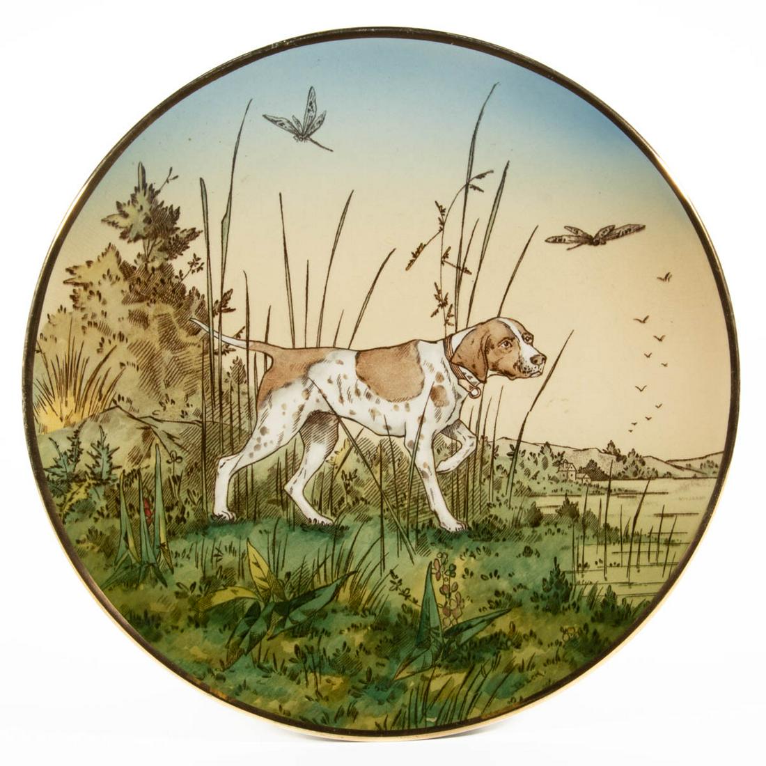 GERMAN METTLACH HUNTING DOG CERAMIC PLAQUE (1 of 3)