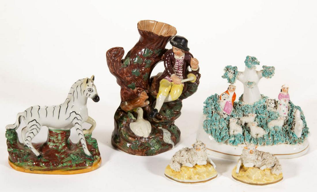 ENGLISH STAFFORDSHIRE HAND-PAINTED CERAMIC FIGURES, LOT (1 of 7)
