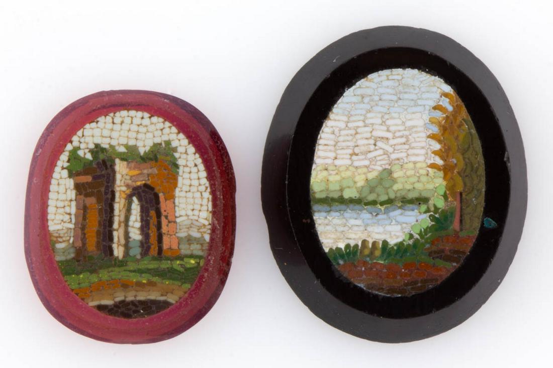 ANTIQUE MICROMOSAIC CABOCHONS, LOT OF TWO (1 of 2)