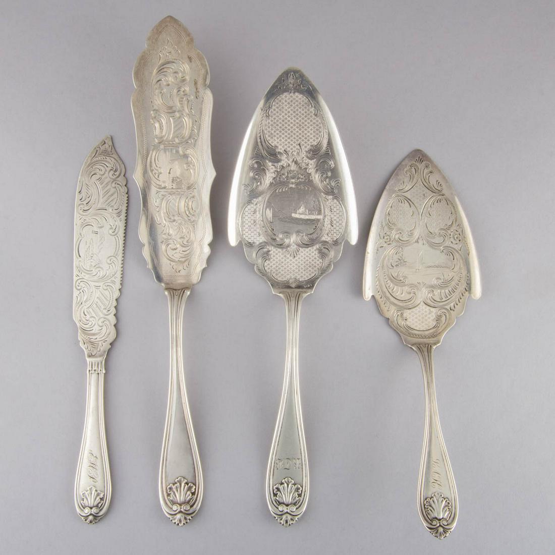 GORHAM "JOSEPHINE" ENGRAVED COIN SILVER SERVING (1 of 1)