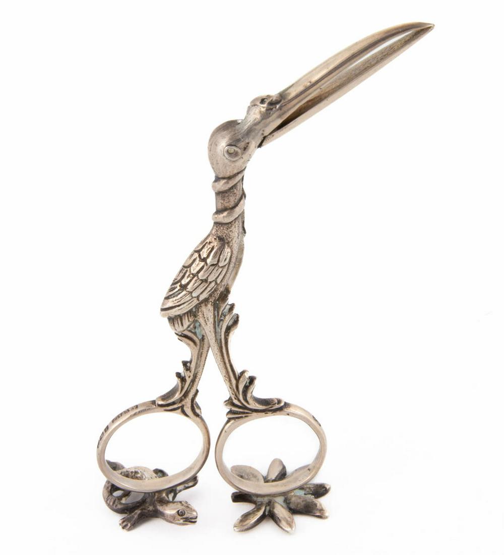 ENGLISH FIGURAL STORK STERLING SILVER UMBILICAL CORD (1 of 1)