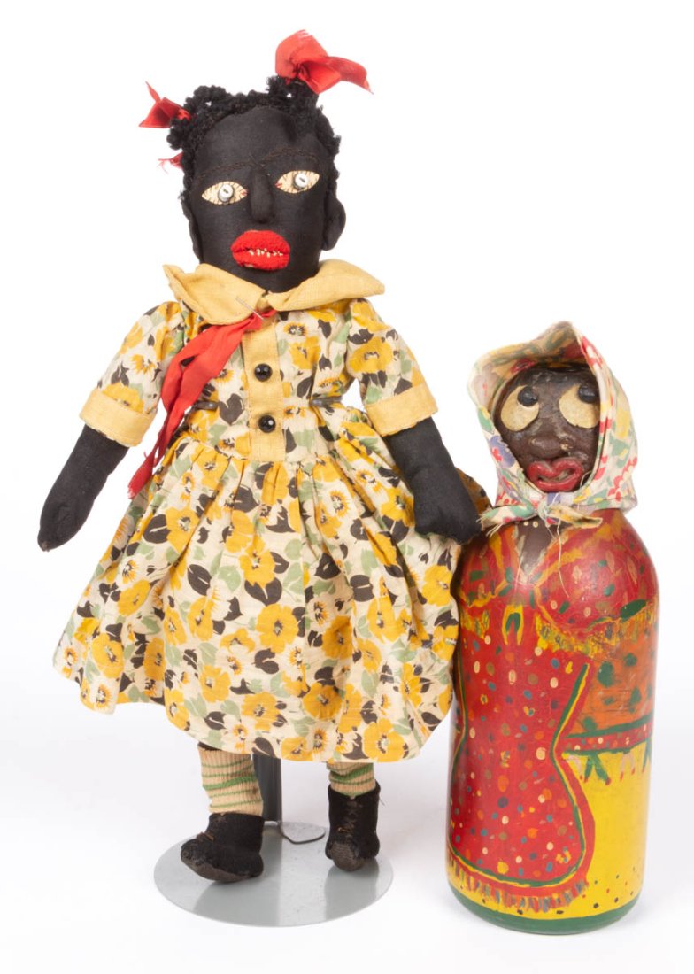 FOLK ART BLACK AMERICANA DOLLS, LOT OF TWO (1 of 4)
