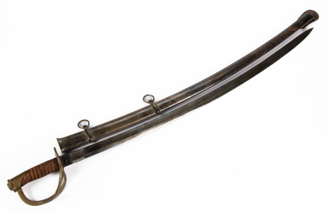 REPRODUCTION CONFEDERATE STATES OF AMERICA, RICHMOND,: REPRODUCTION CONFEDERATE STATES OF AMERICA, RICHMOND, VIRGINIA, SWORD / SABRE WITH SCABBARD, with ricasso marked "C.S. / RICHMOND, VA". 20th century. 35" L (blade), 42 1/4" LOA. Provenance: Property f