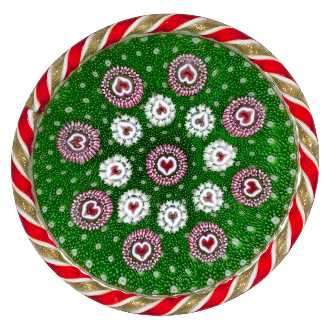 UNIQUE PARABELLE ARTIST PROOF CONCENTRIC MILLEFIORI STUDIO ART GLASS PIEDOUCHE PAPERWEIGHT (1 of 2)