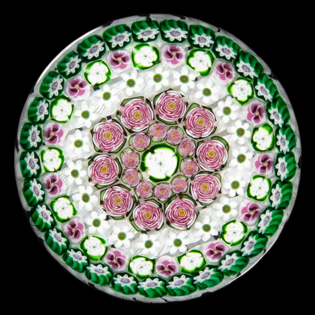 PARABELLE CONCENTRIC MILLEFIORI STUDIO ART GLASS PAPERWEIGHT (1 of 2)