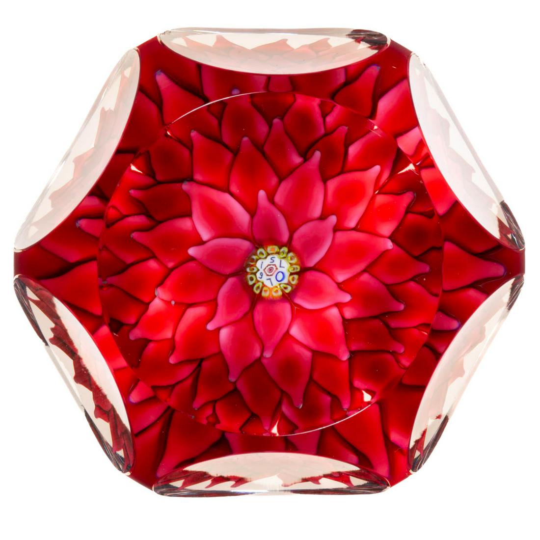 VINTAGE SAINT-LOUIS DAHLIA LAMPWORK ART GLASS PAPERWEIGHT (1 of 2)