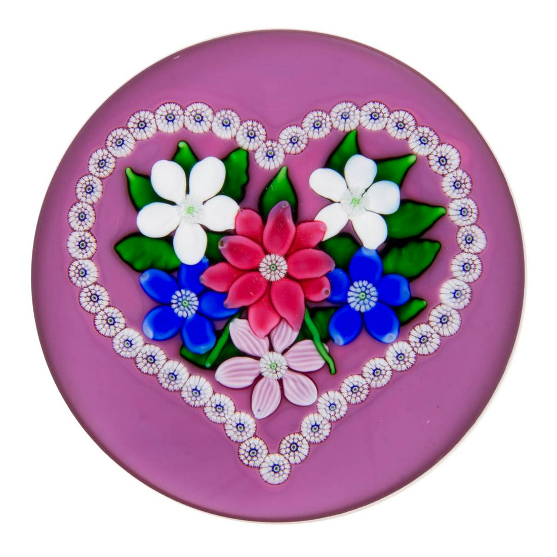 VINTAGE SAINT-LOUIS VALENTINE BOUQUET LAMPWORK ART GLASS PAPERWEIGHT (1 of 2)