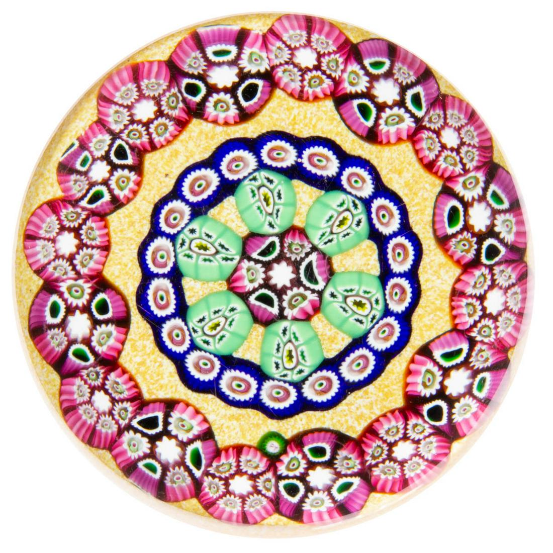 PAUL YSART (SCOTTISH, 1904-1979) CONCENTRIC MILLEFIORI ART GLASS PAPERWEIGHT (1 of 2)