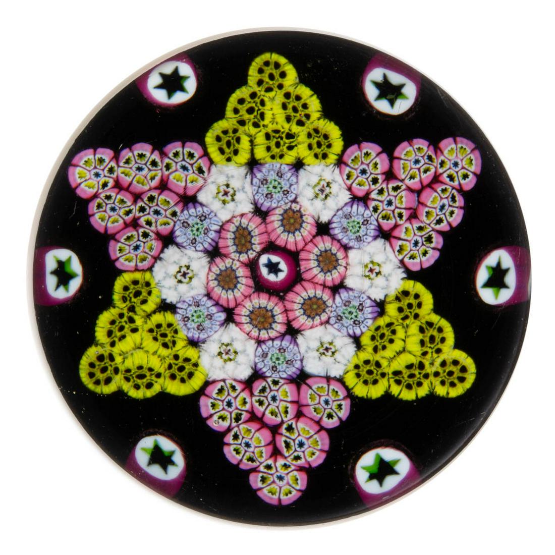 PAUL YSART (SCOTTISH, 1904-1979) STAR MILLEFIORI ART GLASS PAPERWEIGHT (1 of 2)